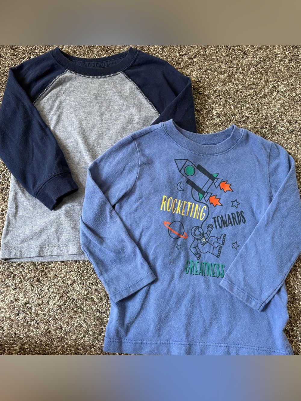 Bundle of 2 Long-Sleeve Tee - Cat & Jack Blue Rocketing and Garanimals Blue